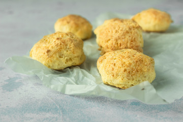 Traditional English butter milk scones on a light background.