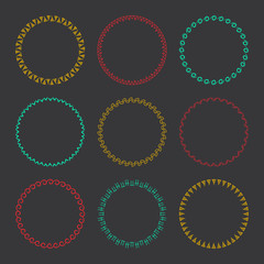 Collection of vector graphic circle frames. Wreaths for design