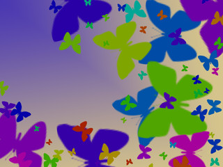 colorful butterflies on a lilac background, animalistic print,