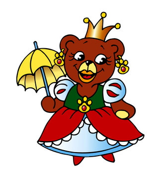 princess bear in dress and umbrella