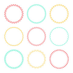 Collection of vector graphic circle frames. Wreaths for design