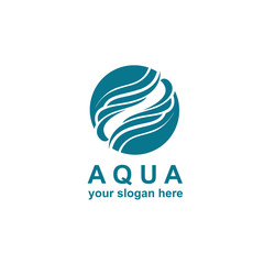 blue round water waves icon isolated on white background