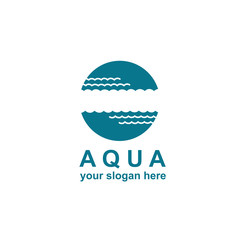 blue round water waves icon isolated on white background