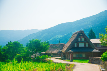 Fototapeta na wymiar Ainokura Gassho Zukuri farmhouses in Toyama, Japan. Japan is a country located in the East Asia.