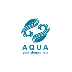 blue round water waves icon isolated on white background