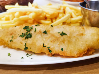 British Traditional fish and chips and tartar sauce