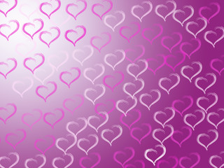 lot of purple and white hearts on a pink, purple background,