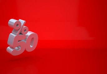 50 percent off, sale background, object 3D