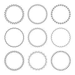 Collection of vector graphic circle frames. Wreaths for design