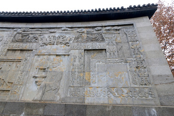 Chinese stone carving on the wall