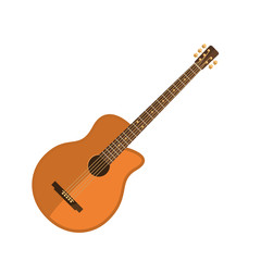 Fototapeta na wymiar Guitar flat icon. Acoustic music, folk, concert. Musical instruments concept. Vector illustration can be used for topics like music, leisure, hobby