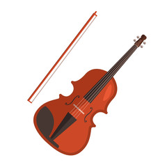 Fototapeta na wymiar Violin flat icon. Fiddle, classical music, symphony orchestra. Musical instruments concept. Vector illustration can be used for topics like music, leisure, art