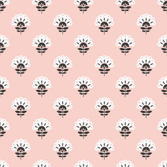 Abstract pink floral retro seamless pattern