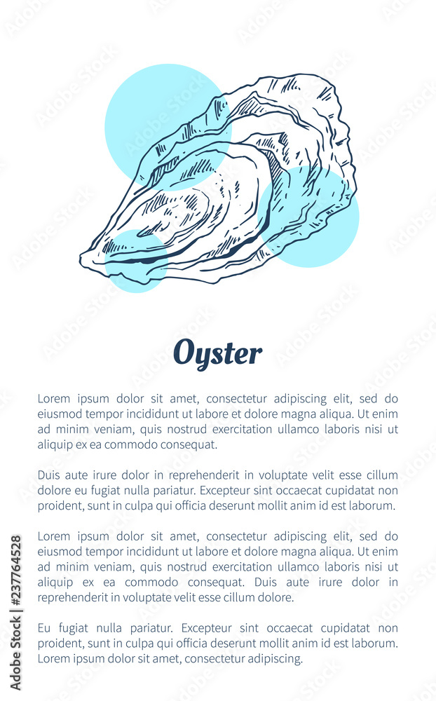 Wall mural Oyster Marine Creature Hand Drawn Poster with Text