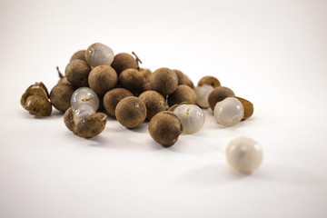 Fresh longan fruits isolated on white background