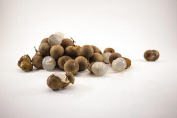 Fresh longan fruits isolated on white background