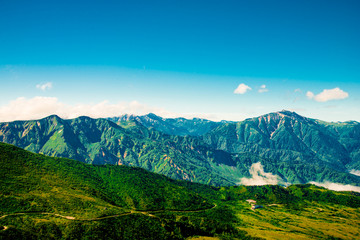 Mountain view of Tateyama in Toyama, Japan. Toyama is one of the important cities in Japan for cultures and business markets.