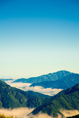 Mountain view of Tateyama in Toyama, Japan. Toyama is one of the important cities in Japan for cultures and business markets.