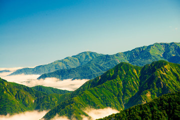 Fototapeta premium Mountain view of Tateyama in Toyama, Japan. Toyama is one of the important cities in Japan for cultures and business markets.