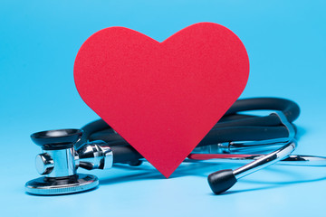 Red heart with stethoscope