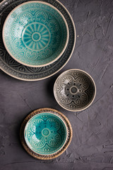 Table set with plates