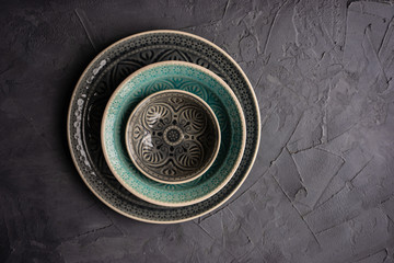 Table set with plates