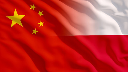 Waving China and Poland Flags