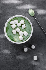 Matcha latte with marshmallows