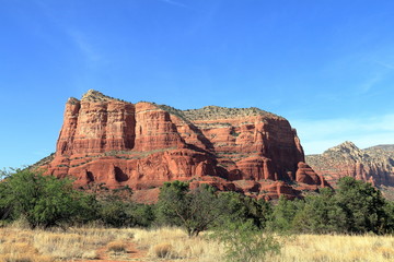 Courthouse Butte viewed from the Bell Rock Trail in the Coconino National Forest, Arizona