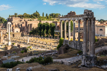 Fototapeta na wymiar The Roman Forum, the center of the economic and public life in ancient times, Italy