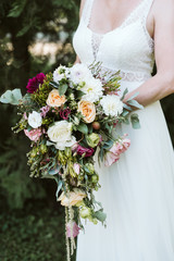 Flowers. Perfect day for every girl. Wedding bouquet. Happy bride.