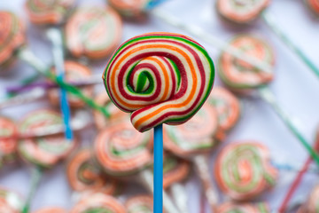 colored lollipop with blurred background