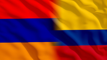 Waving Armenia and Colombia Flags