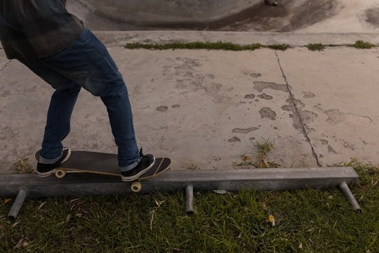 Man skateboarding at skateboard park