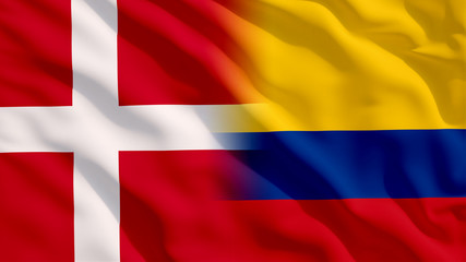 Waving Denmark and Colombia Flags