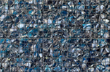 Black wall of glass cobblestones Bonded strong metal mesh.