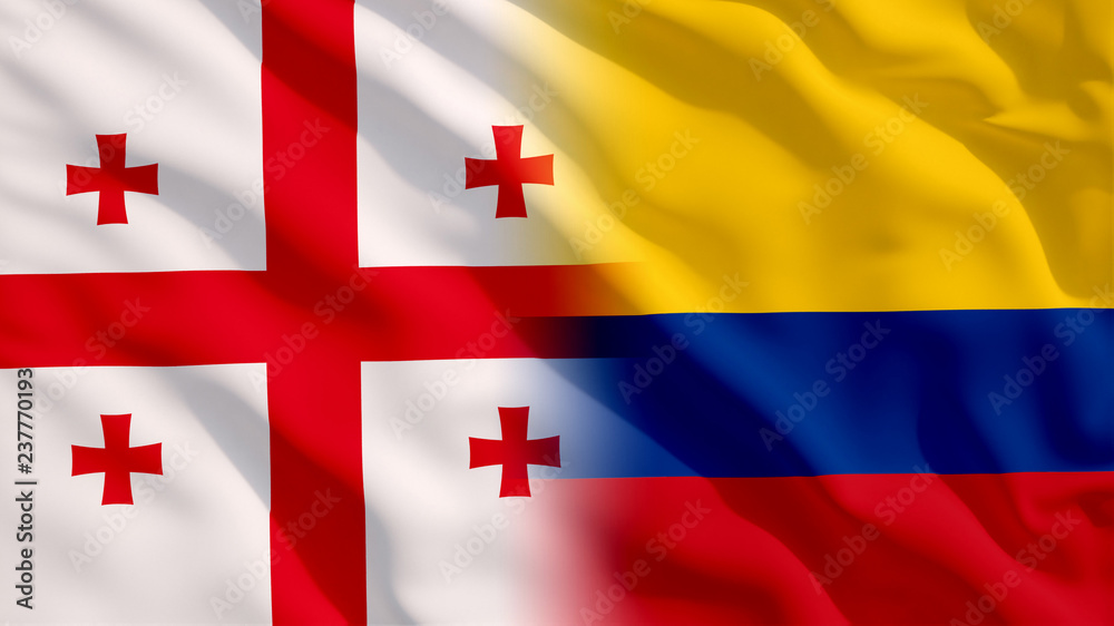 Wall mural waving georgia and colombia flags