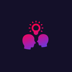 people with ideas, innovators, vector icon
