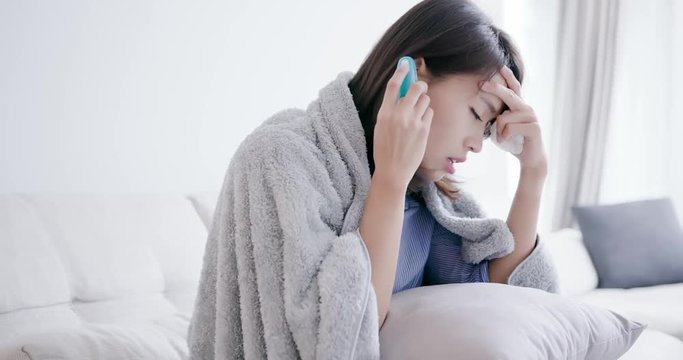 woman get sick and fever