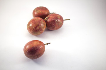 Four Passion fruits isolated. Four maracuya isolated on white background