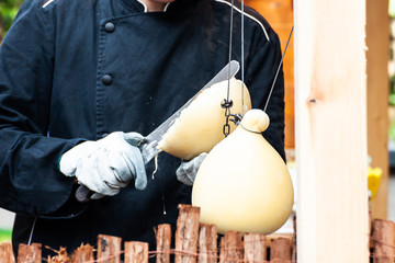 caciocavallo hanged, traditional Italian cheese