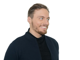 portrait of a young man smiling on isolated white background