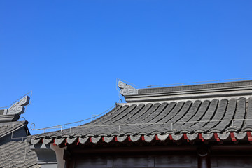 Fototapeta na wymiar Chinese traditional style tile-roofed house