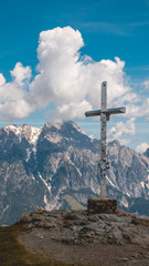 Smartphone HD wallpaper of beautiful alpine view with summit cross at Leogang - Tyrol - Austria
