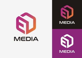 Initial letter ED logo concept with hexagonal shape