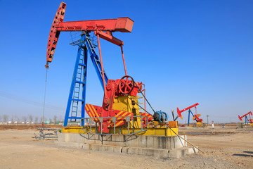 Fototapeta premium pumping unit under blue sky