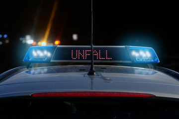 Polizeiauto im Einsatz zu einem Unfall