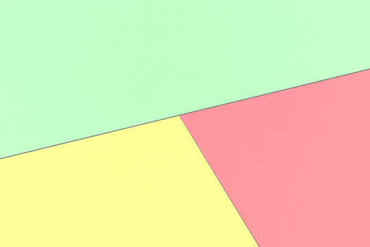 Abstract pastel background with Pastel Yellow, Tulip and Magic Mint colors, watercolor paper texture