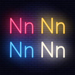 Obraz premium Neon letters, font on dark blue background. Vector illustration of eps 10.