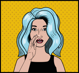 woman with blue hair pop art style